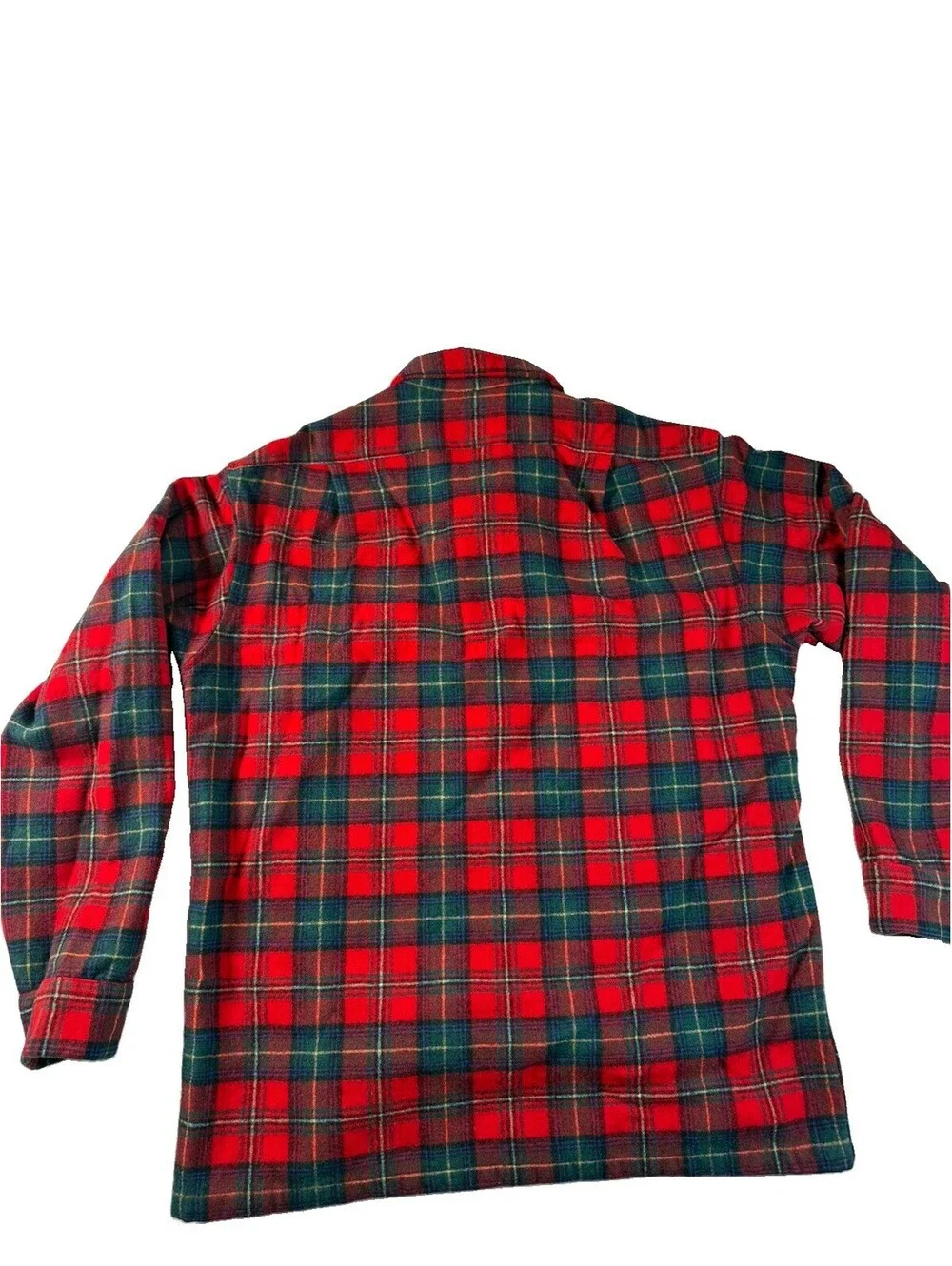 Men Pendleton 70's Check Flannel Plaid Shirt Red× Navy Wool Size M Pre Owned